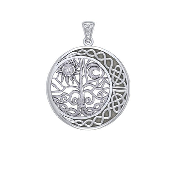 The Tree of Life on Celtic Crescent Moon Silver Pendant TPD6053 - Jewelry